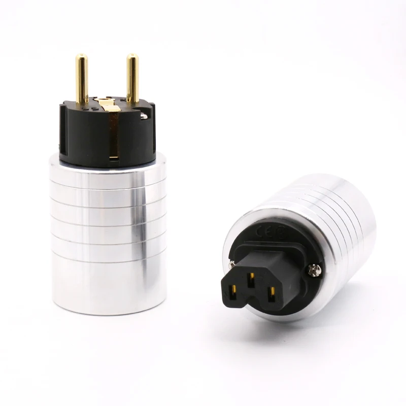 

Hifi audio BrassGold plated EU Schuko EUR power connector +IEC Female Connector for hifi power cable EU Plugs