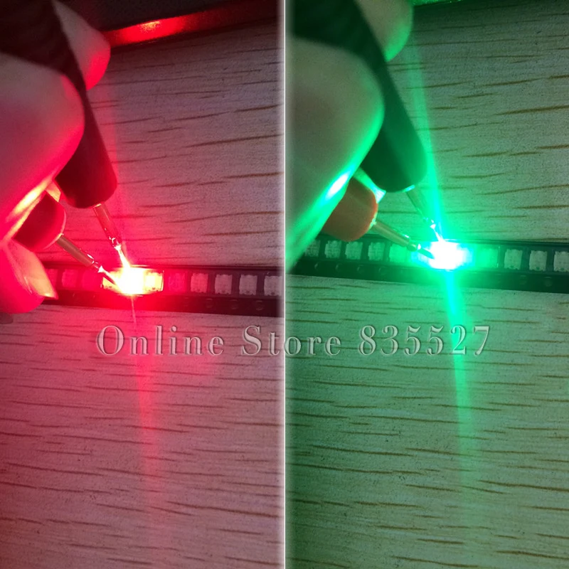 100pcs/lot lamp beads 1206 3227 1210 4 pin feet red + emerald green two-color double colour light-emitting diode SMD LED s