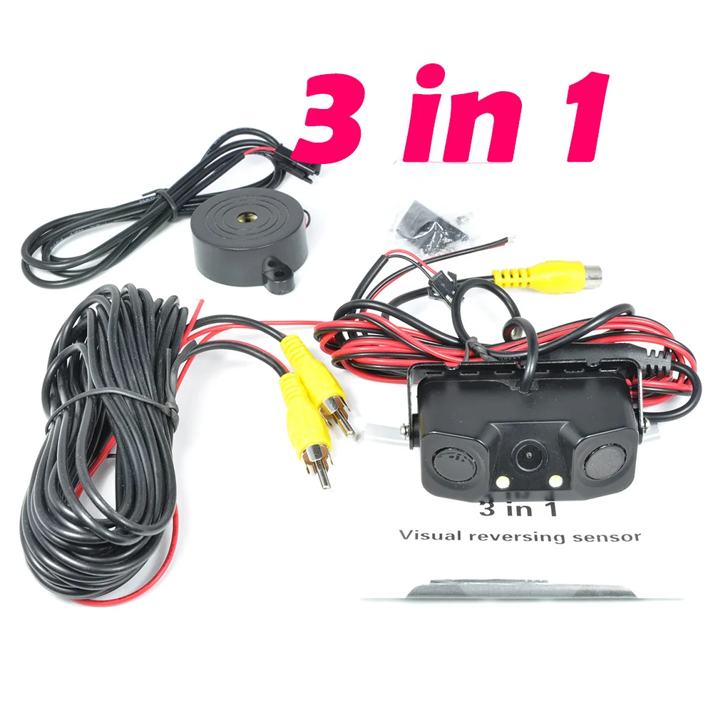 3 in 1 Car Parking Night Vision CCD Camera Rear View Camera + Parking Sensor Distance Measurement Radar Parking Sensor