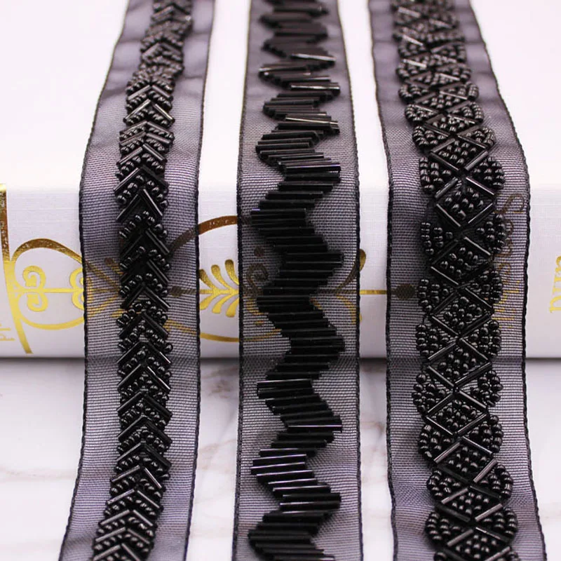 

10 yards black beads lace trimming clothing accessories diy handmade beading lace trim sewing