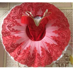 Red Giselle Tutu Sequins Adult Swan Lake Dance Costumes Ballet Tutu Platter Dance Ballet Dress For Girls Kid Skating Ballerina