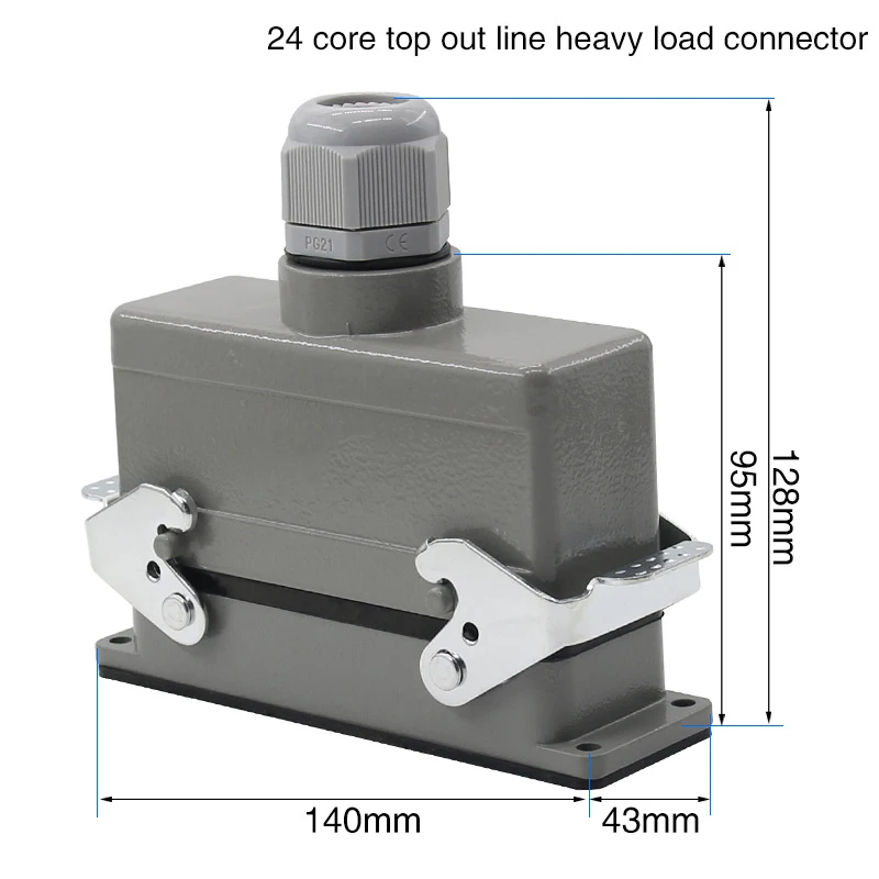 WZAZDQ Rectangular Heavy Duty Connector HDC- HE-024 Core Industrial Waterproof Aviation Plug Socket 16A 500V