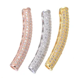 32.*5mm Jewelry Shining Zircon Tubes Diy Jewelry Charm Hollow Beads For Bracelets Natural Pendant Necklace