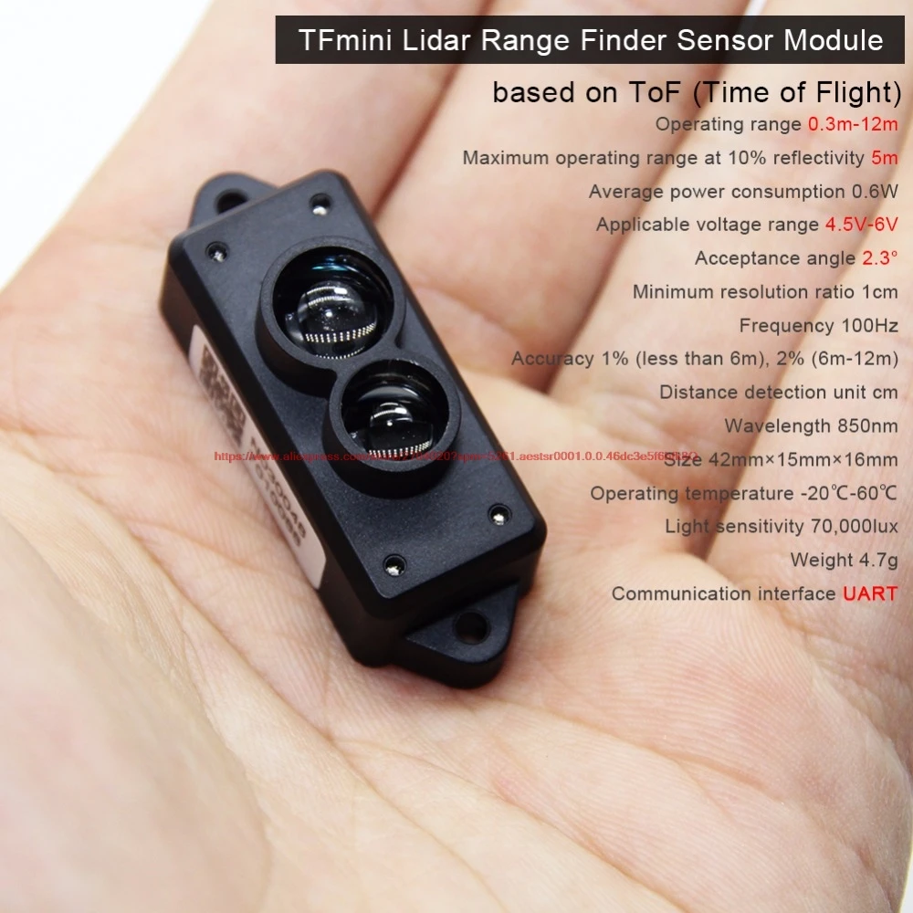 TFmini LiDAR laser ranging sensor module 0.3m~12m laser range sensor has high precision of serial port output.