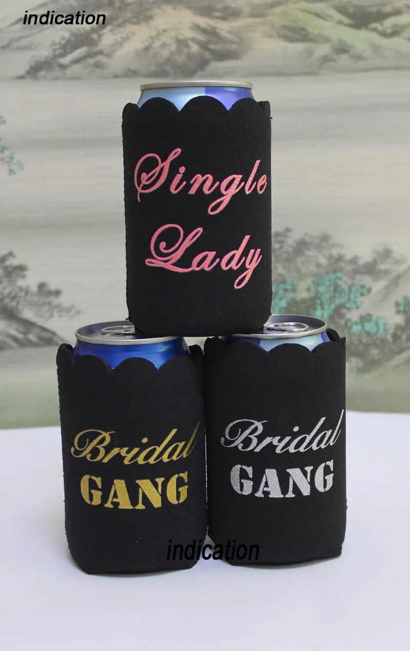 1000pcs/lot  Custom Neoprene Stubby Holder With Glitter Logo Print Beer Can Cooler Cover For Wedding Party Favors Or Gifts