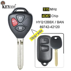 KEYECU 315MHz 4D67 Chip FCC: HYQ12BBX HYQ12BAN Upgraded Flip 2+1 3-przyciskowy pilot zdalnego sterowania do Toyota Celica Echo FJ Cruiser Prius