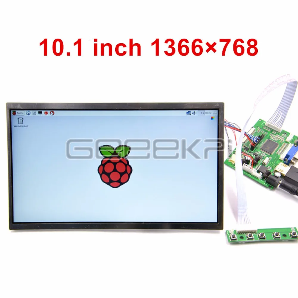 

GeeekPi 10.1 inch 1366*768 LCD Screen Display TFT Monitor for Raspberry Pi / Windows