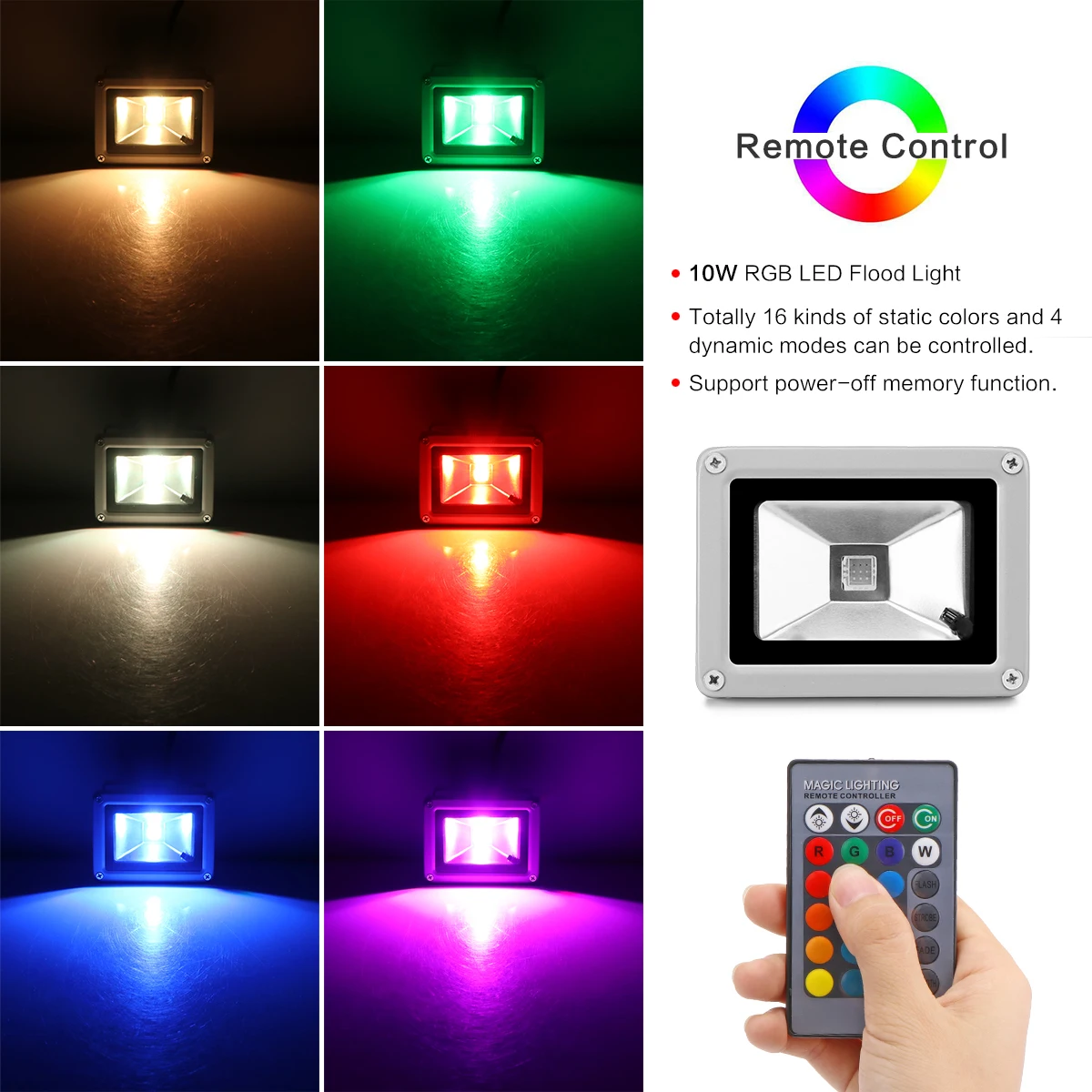 

led flood light 10W Waterproof Floodlights reflector outdoor lamp led bulbs RGB Reflector Spotlight