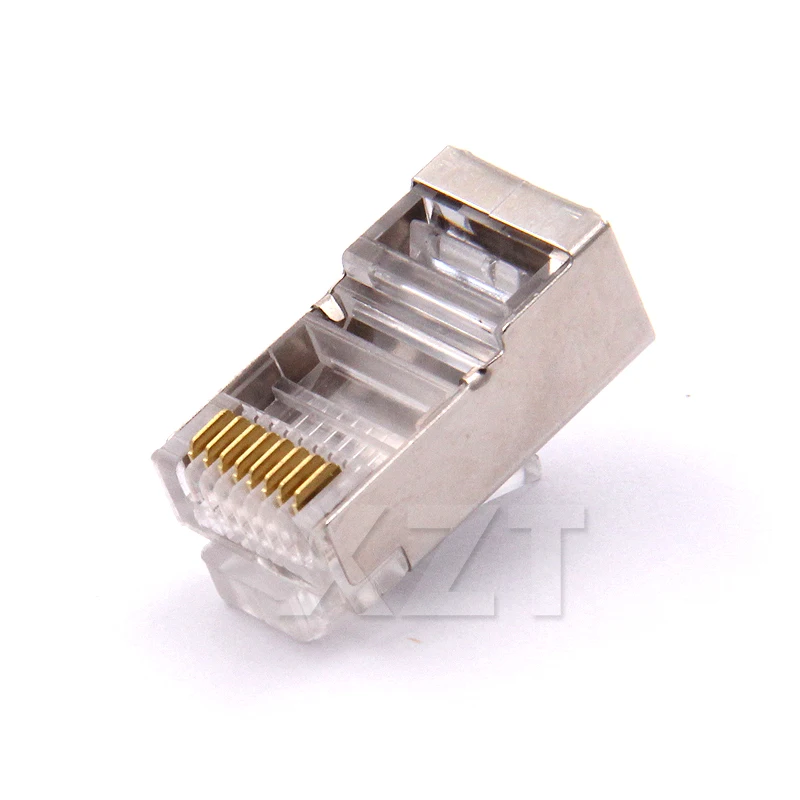 100pcs/lot rj45 connector cat6 shielded network connectors rj45 plug 8p8c terminals for stp ethernet Cable switches modem