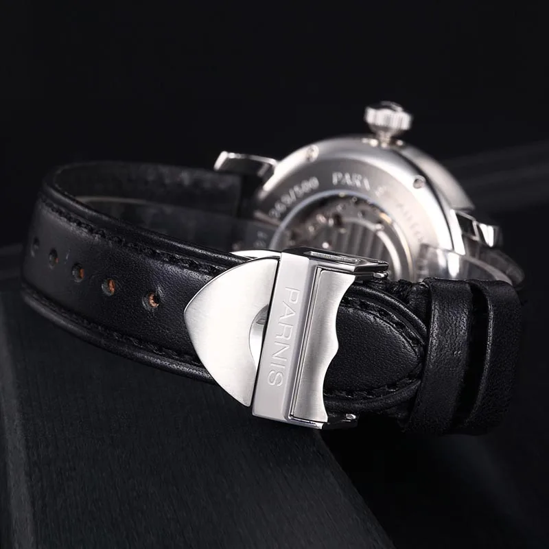 Fashion Parnis 41mm Men\'s Watch Relojes Dress Brand Mechanical Watches 21 Jewels Sapphire Leather Automatic Men Wristwatch 2023