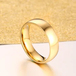 Classic Gold Color Wedding Band Engagement Ring 6mm Wide for Women Men US Sizes 4 5 6 7 8 9 10 11 12 13 14 15