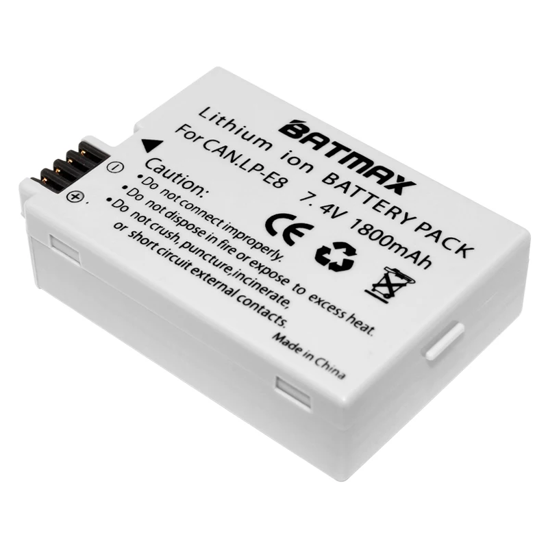2Pcs LP-E8 LP E8 LPE8 Camera Battery + Charger For Canon EOS 550D 600D 650D 700D X4 X5 X6i X7i Rebel T2i T3i T4i T5i LC-E8 Cam