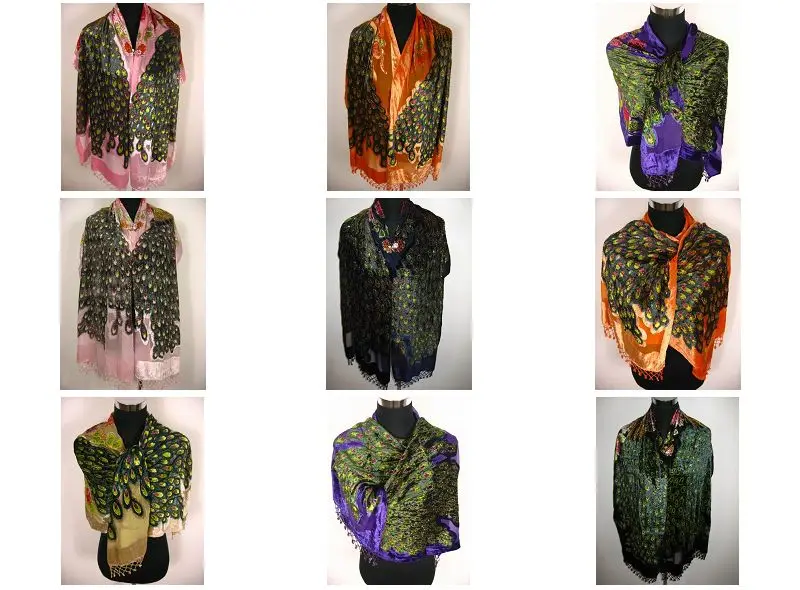 Burn Out Duster Opera Shawl Scarf Wrap Ponchos 6pcs/lot Beaded Silk Velvet feeling rayon nylon