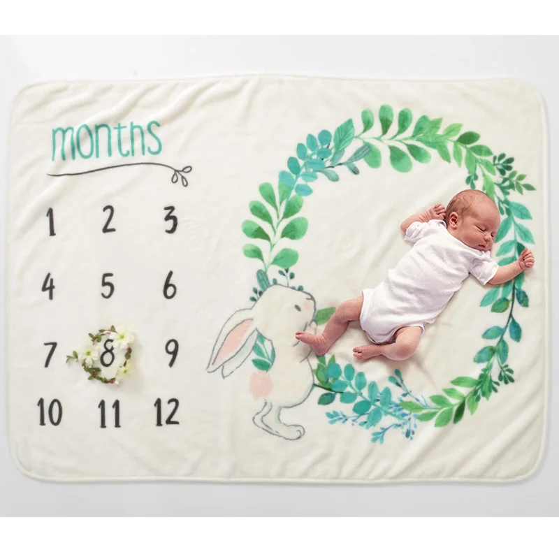 Pasgeboren Fotografie Props Baby Milestone Dekens Inbakeren Wrap Badhanddoeken Bloem Gedrukt Leuke Zachte Deken DIY Baby Kids