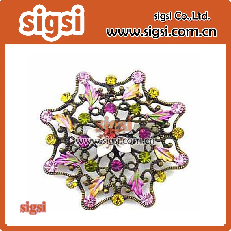 100pcs colorful fashion wholesale metal rhinestone brooch pin for wedding invitation/gift/party