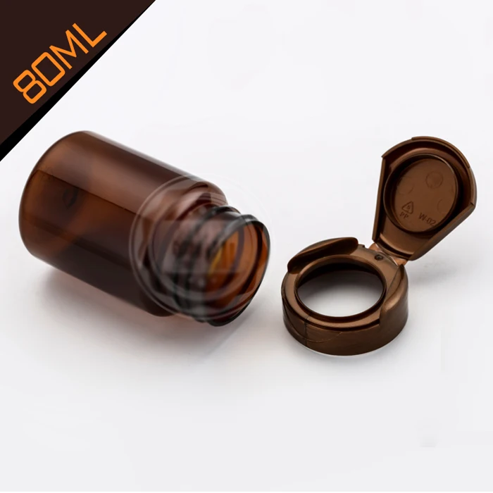 

20pcs 80ml Translucent Amber Color PET Medicine Bottles, Empty Bottle,Capsules Bottles, Plastic Solid Bottles--Amber Flip Caps