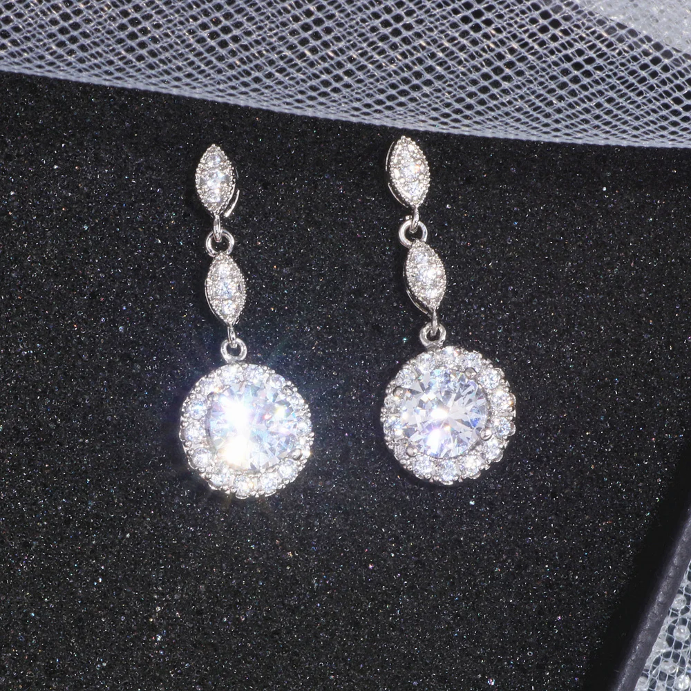 Luxury Female Water Drop Earrings Fashion AAA+ Zircon Stone Earrings Elegant Long Dangle Earrings Women Wedding Jewelry Gifts
