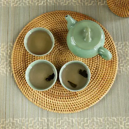 Rattan Coaster Teapot Pad Insulation Pad Hand-Woven Autumn Leaves Coaster Insulation Pad