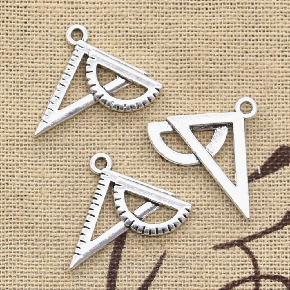 20pcs Charms Ruler Triangle Triangular 19x24mm Antique Silver Color Pendants DIY Crafts Making Findings Handmade Tibetan Jewelry