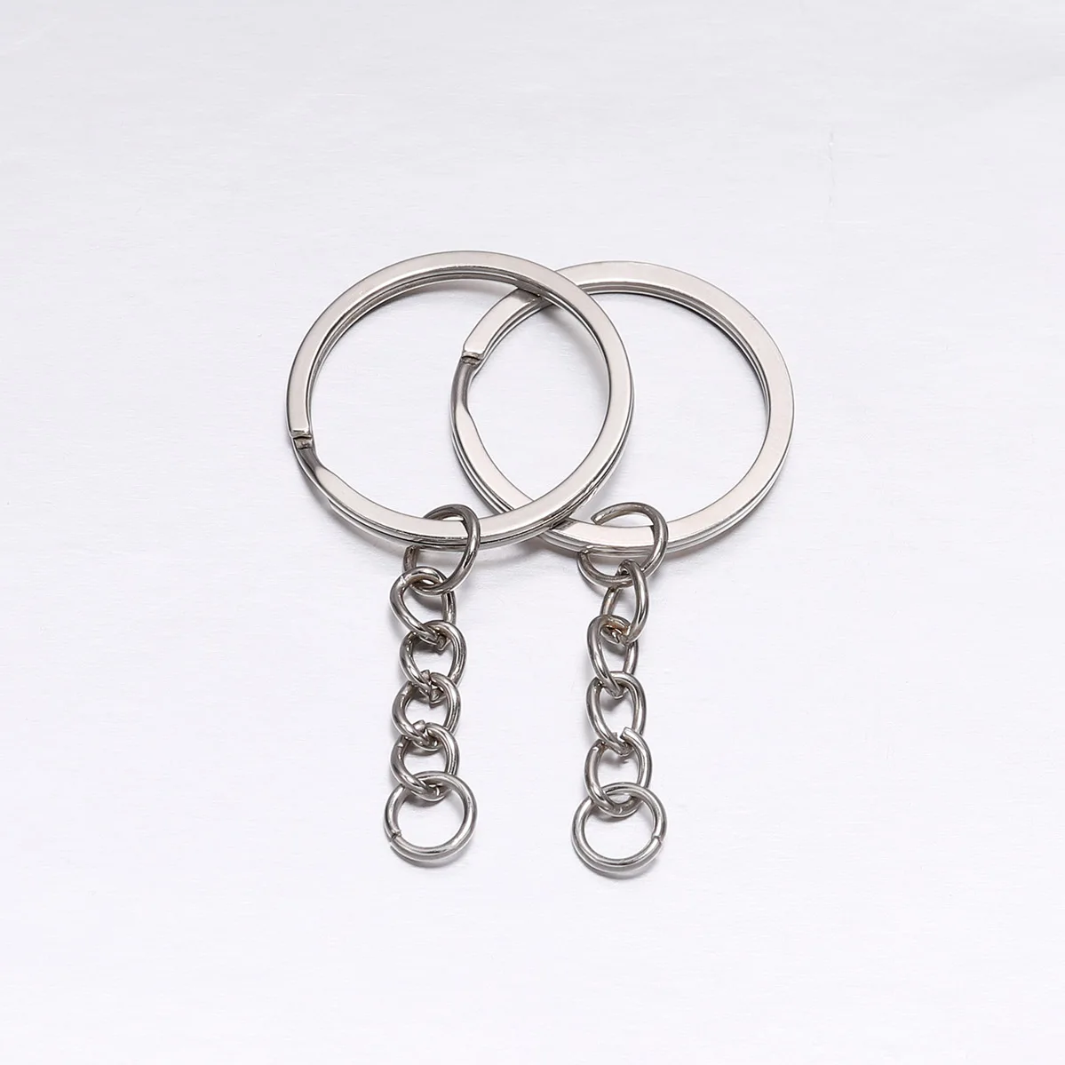 10 pcs 30mm Polished Gold Long Round Split Keyrings Keychain with Short Chain Key Rings Supplies For DIY Jewelry Making