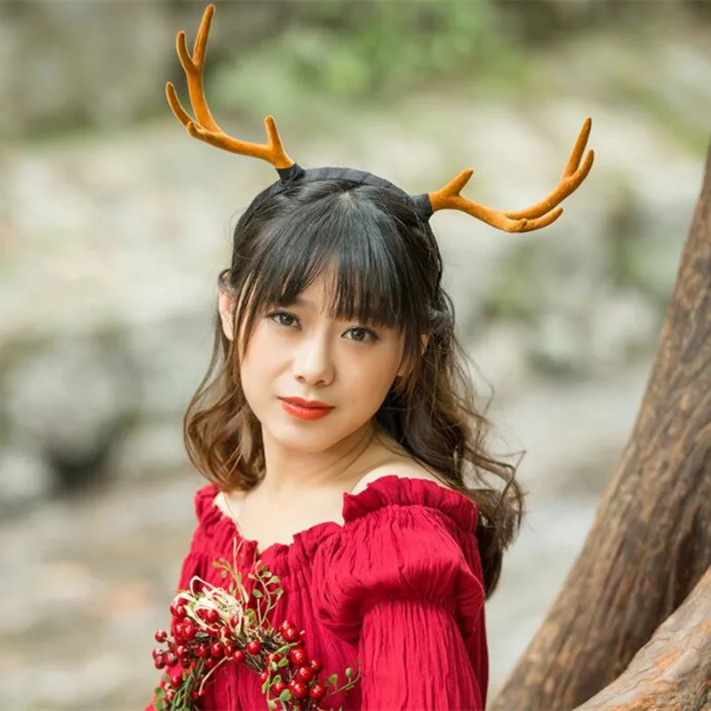 ZILIN handmade headband with deer antlers creative photography props or Christmas gift Fancy Dress Costume