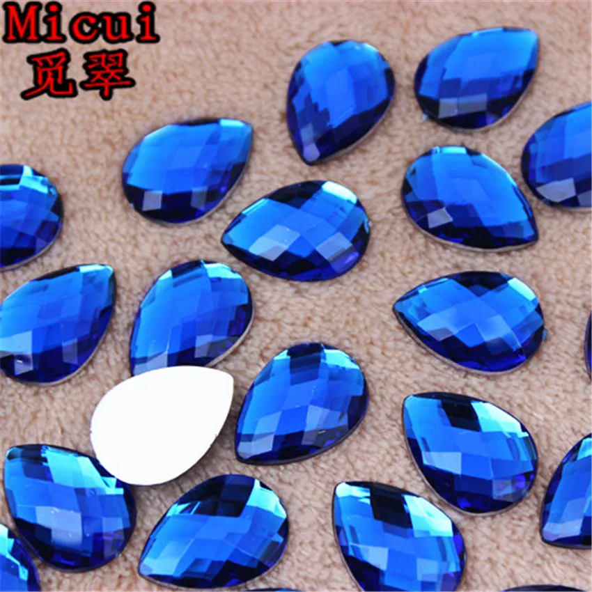 Micui 100 pz 13*18mm acrilico Strass goccia d\'acqua acrilico Flatback Strass pietre di cristallo per abito artigianato decorazioni MC630