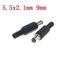 Adaptateur d'alimentation CC mâle, prise jack noire, 2024mm x 2.1mm, 5 pièces, offres spéciales, 5.5