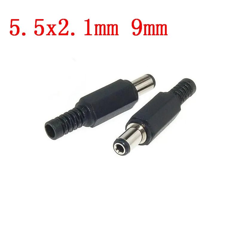 2025 Gorąca sprzedaż 5 sztuk Czarny 2,1 mm x 5,5 mm DC Adapter wtyczki męskiej