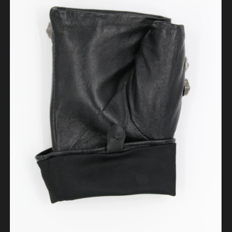 2017 Oferta Specjalna Kobiety Rękawice Na Rękę Nit Kobiece Cienkie Prawdziwej Skóry Owczej Rękawiczki Hiphop Lambskin Jazdy rękawiczki bez palców — zdjęcie 5