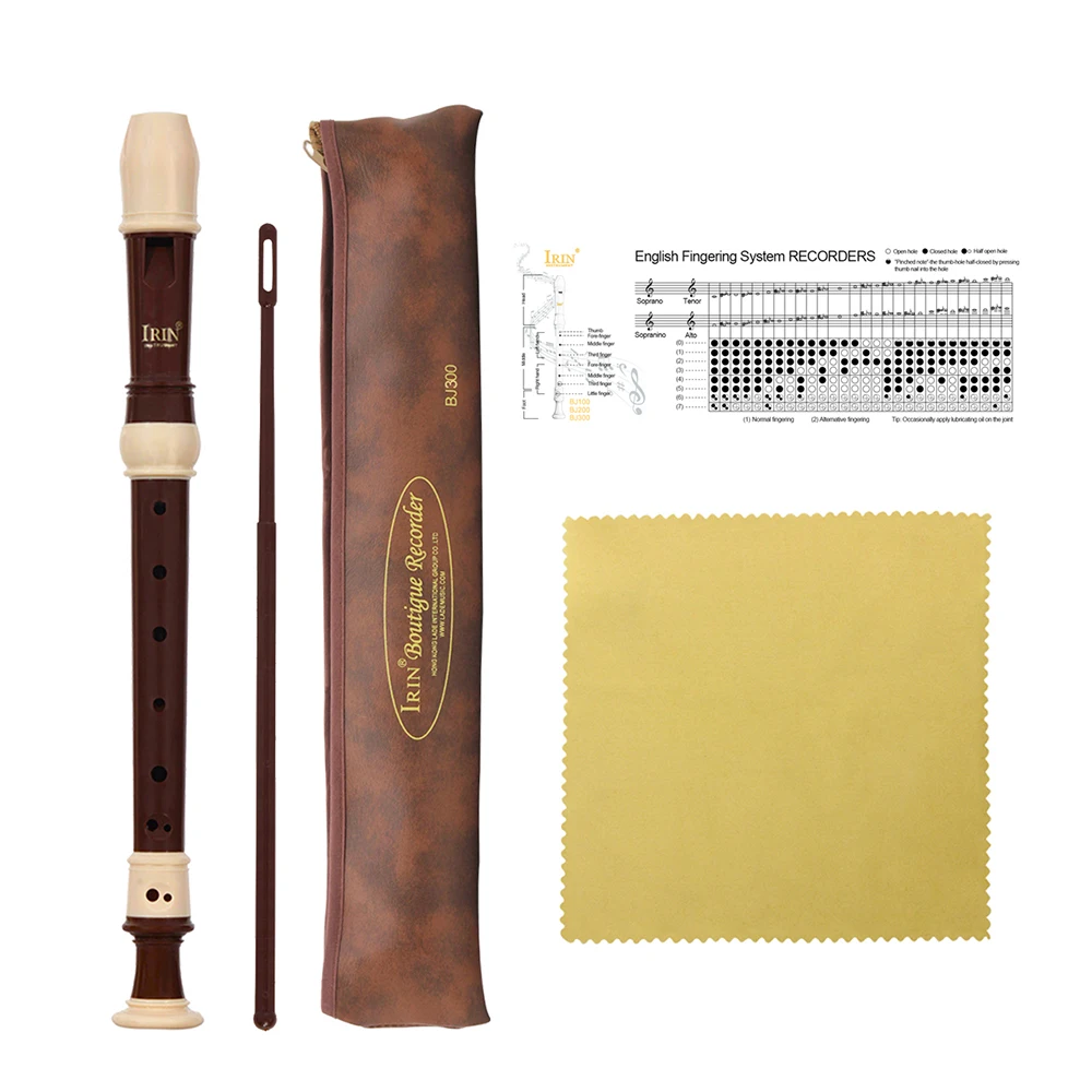 ABS Soprano Recorder 8 Hole Baroque Style Recorders Instrument Detachable with Finger Rest Carrying Bag Classroom Wind Musical