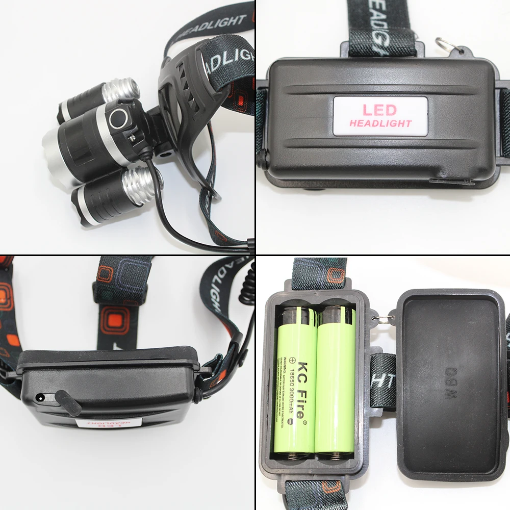 Lampe frontale frontale Rechargeable avec piles LED + chargeur, T6 XPE, modèle LED