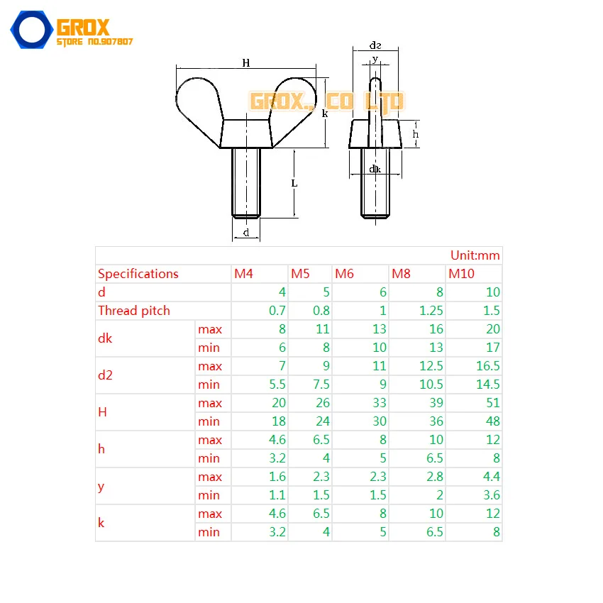 5 Pieces M8 x 40mm 304 Stainless Steel Wing Bolt Butterfly Screw Bolt