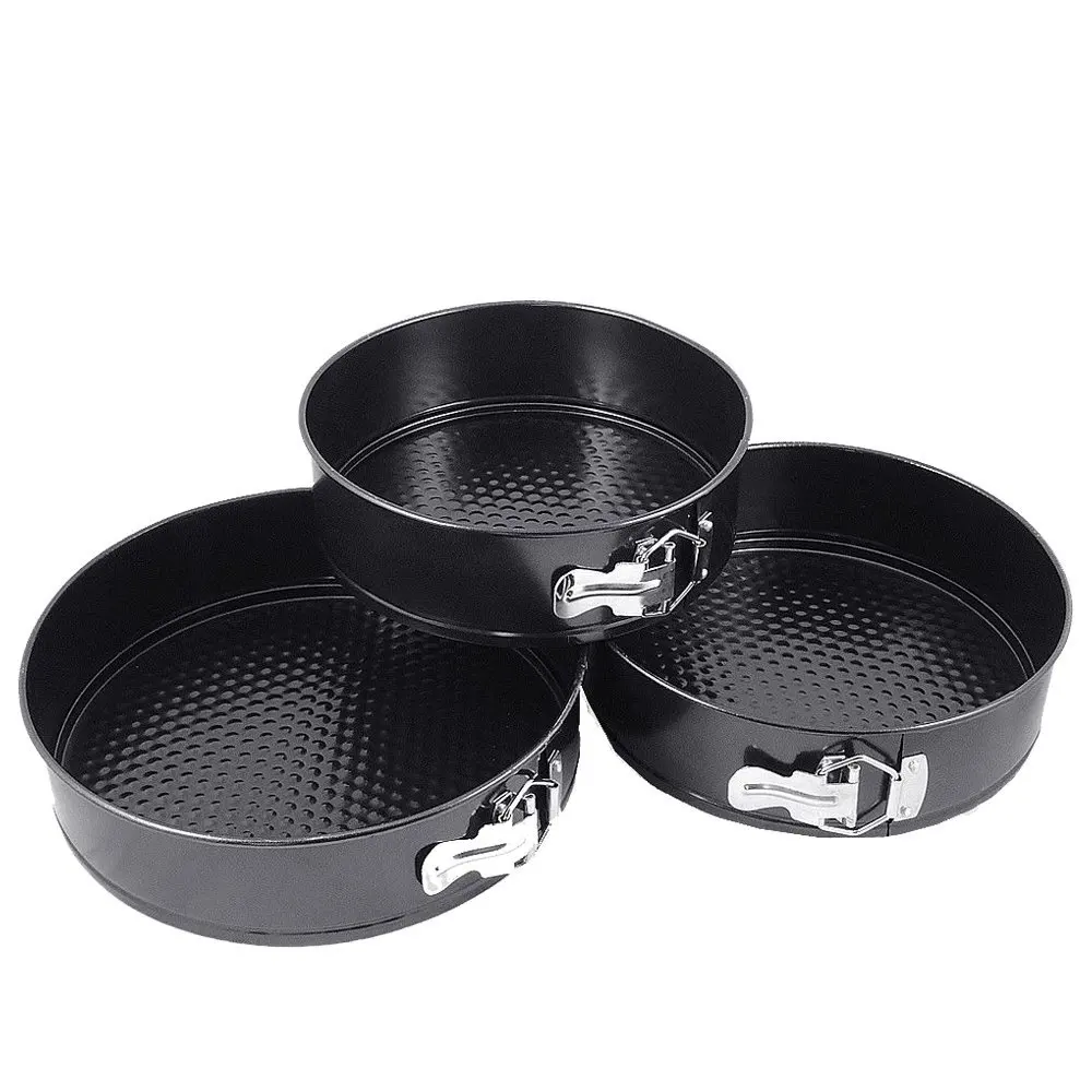 Non Stick Set of 3 Round Springform Pan with Loose Base Cake Baking Tin Interlocking Bakeware  (00178)