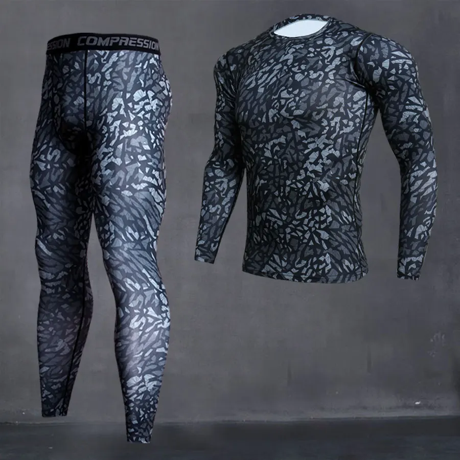 Men\'s Camouflage Thermal Underwear Set Long Johns Winter Thermal Underwear Base Layer Men Sports Compression Long Sleeve Shirts