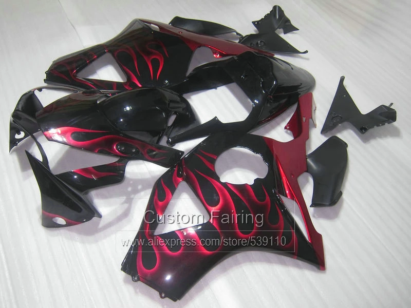 Aftermarket bodywork fairing kit for Honda CBR954RR 02 03 wine red flames fairings set CBR954RR 2002 2003 BM21