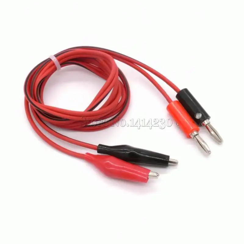 Wholesale 1Pcs 1meter Red and Black Alligator Testing Cord Lead Clip to Banana Plug for Multimeter Test