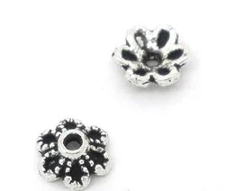 DoreenBeads 300 Silver Color Flower Bead Caps 6x2.8mm Findings (B07945), yiwu