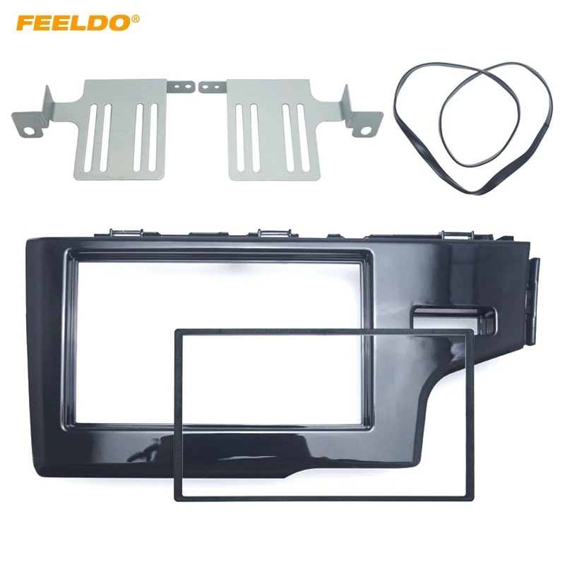 

FEELDO Car 2Din Stereo Radio Dash Panel Fascia Frame For HONDA Fit Jazz (RHD) 2013+ DVD/CD Frame Installation Trim Kit #HQ4945