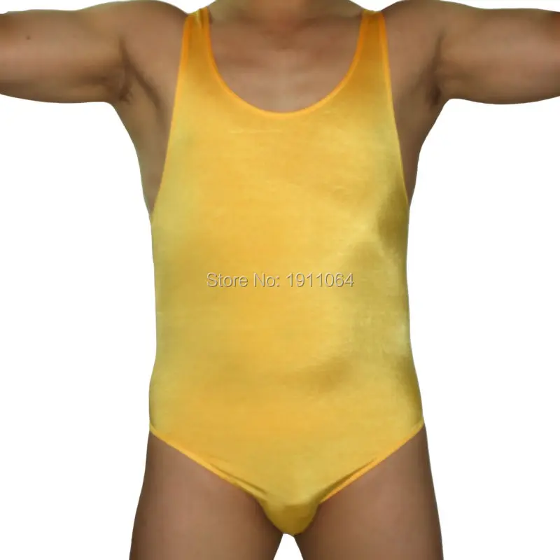 Mens bodysuit Bikini style Leotard polyester spandex Moderate Back G3081 swimwear fabric