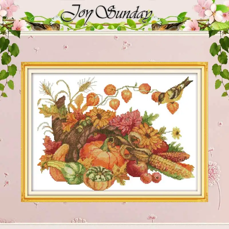 The Harvest of Autumn Patterns Counted Cross Stitch Set DIY 11CT 14CT 16CT Stamped DMC Cross-stitch Kit Embroidery Needlework