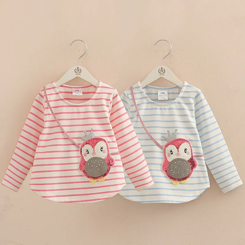 2024 Hot Sale Spring Autumn 2 3 4 6 8 10 Years Kids Clothes Long Sleeve O-Neck Strip Girl Long Sleeve T-Shirt