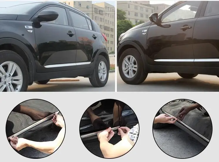 

Higher star stainless steel 4pcs car Side Door body protection bar,decoration strip for Kia Sportage 2011-2016