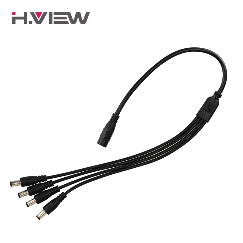 H.ดู 1 ถึง 4 DC Power Splitter CABLE 1 หญิง 4 เอาต์พุตชายสําหรับกล้องวงจรปิด 5.5 มม./2.1 มม.การเฝ้าระวังระบบอุปกรณ์เสริม