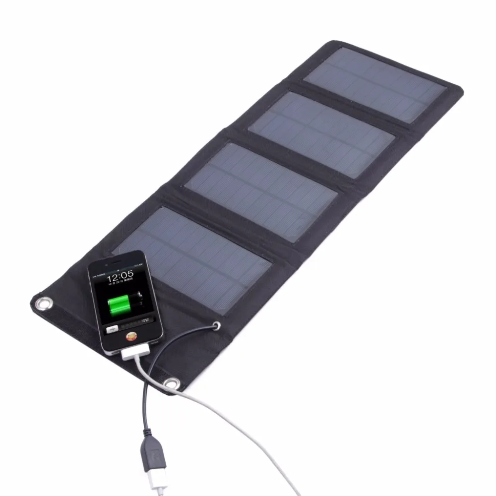 High Mono Solar Panel 5V 7W Portable Outdoor Solar Power Bank Folding Solar Charging Bag For Cell phone