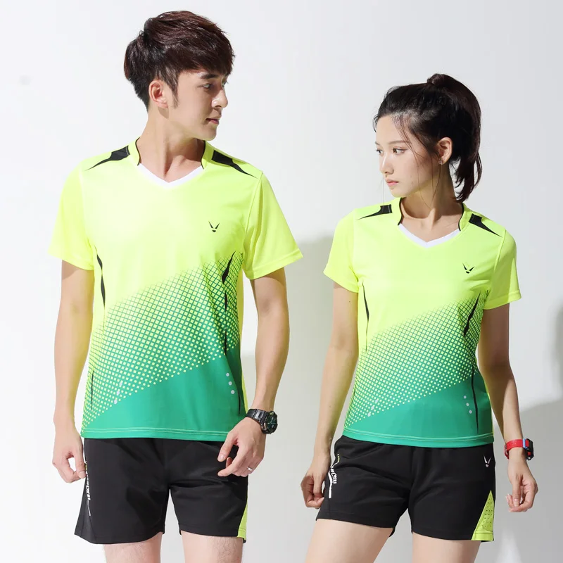 Conjunto de camisetas de tenis de mesa para hombre y mujer, traje de entrenamiento de bádminton, jersey y pantalones cortos, ropa para correr de manga corta, estilo vacío