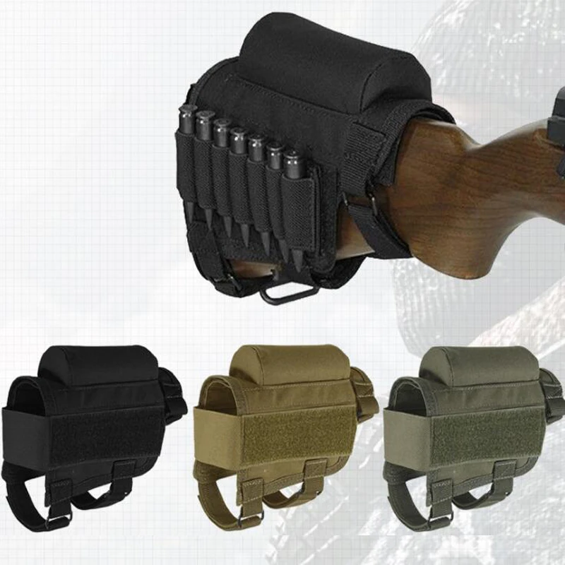 Tactical Cheek Rest Adjustable Outdoor Tactical Butt Stock Rifle Cheek Rest Bullet Holder Nylon Riser Pad Ammo Cartridges Bag