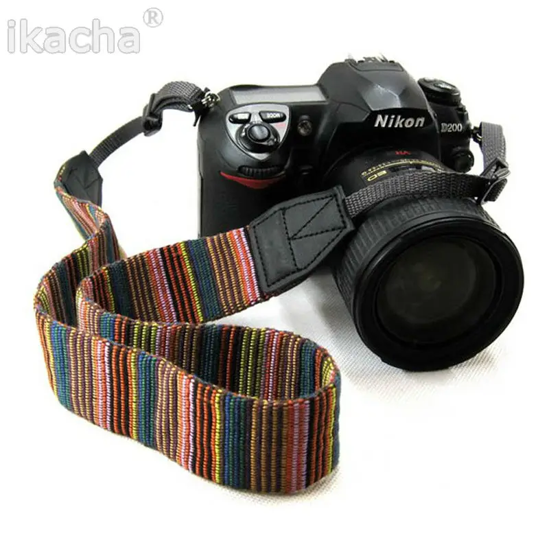 Vintage Stijl Strepen Zachte Camera Neck Bandjes Schouder Riem Grip Voor DSLR Voor Nikon Canon Action Camera