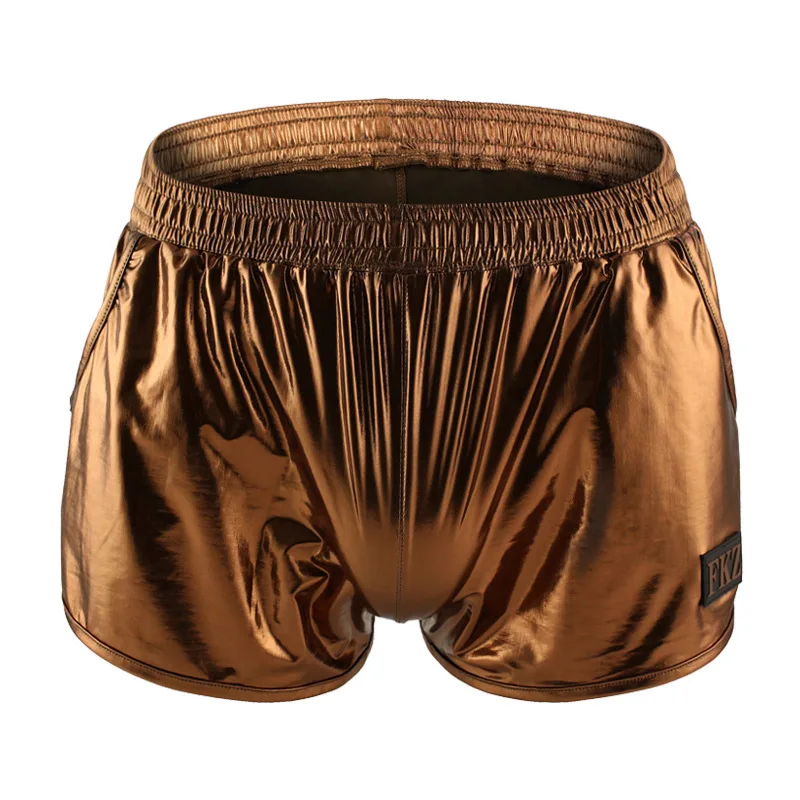 Male Underwear Boxershorts Underpants Gay Men Shinny Ropa Interior Hombre Imitation Leather Boxer Cueca Masculina Boxer Homme