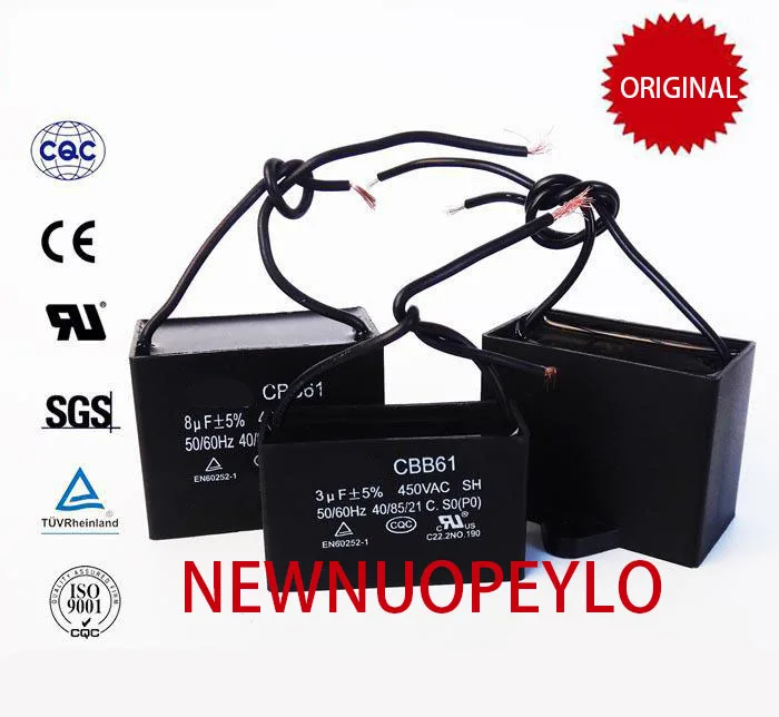 CBB61 starting capacitor 1uf / 1.2uf  1.5uf  1.8uf  2.5uf  3uf  3.5uf  4.5uf to 20uf AC Fan Capacitor 450V CBB Connector