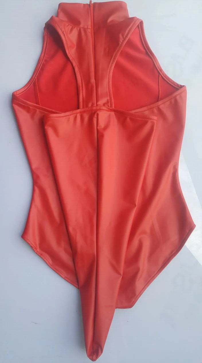 COSPLAY Latex Maid High Cut Bodysuit High Neck Halter Body Wear One Piece Swimwear Body Suit Catsuit Sexy Wear Erotic Lingerie